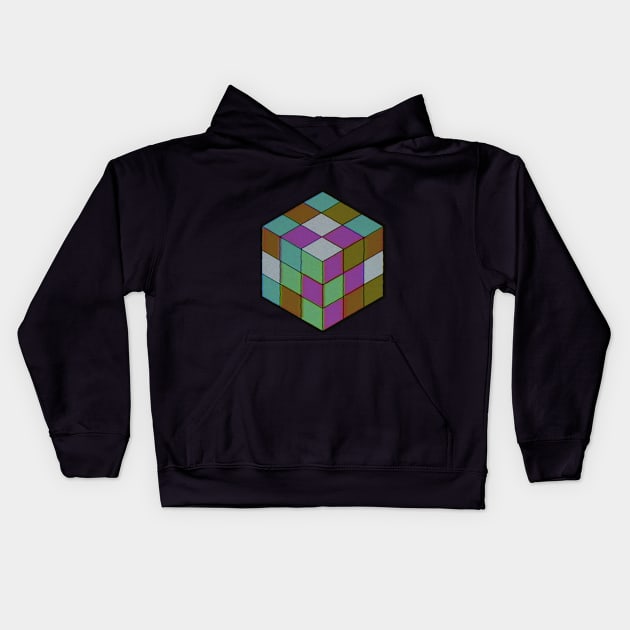 Retro VHS Rubik's Cube Kids Hoodie by pinkoval